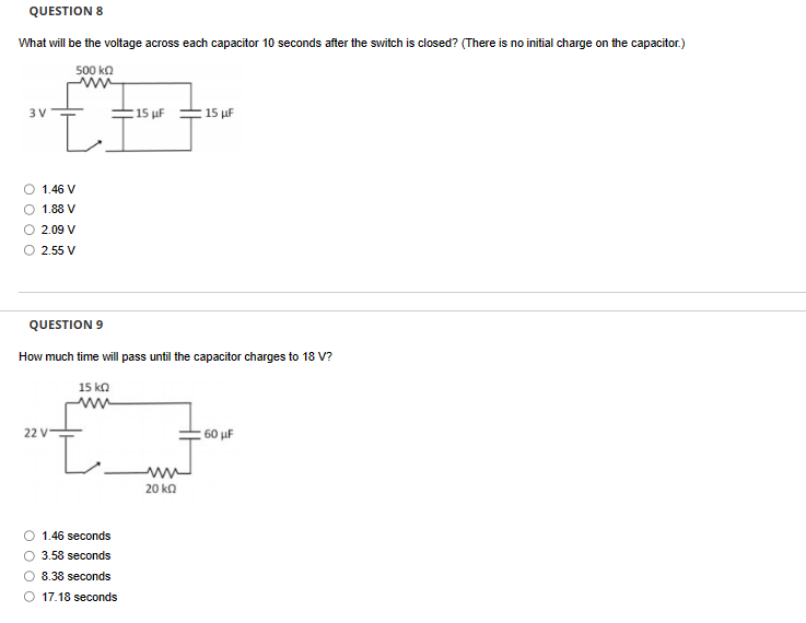 RC QUESTION 2 When charging a capacitor in a simple senes circuit,