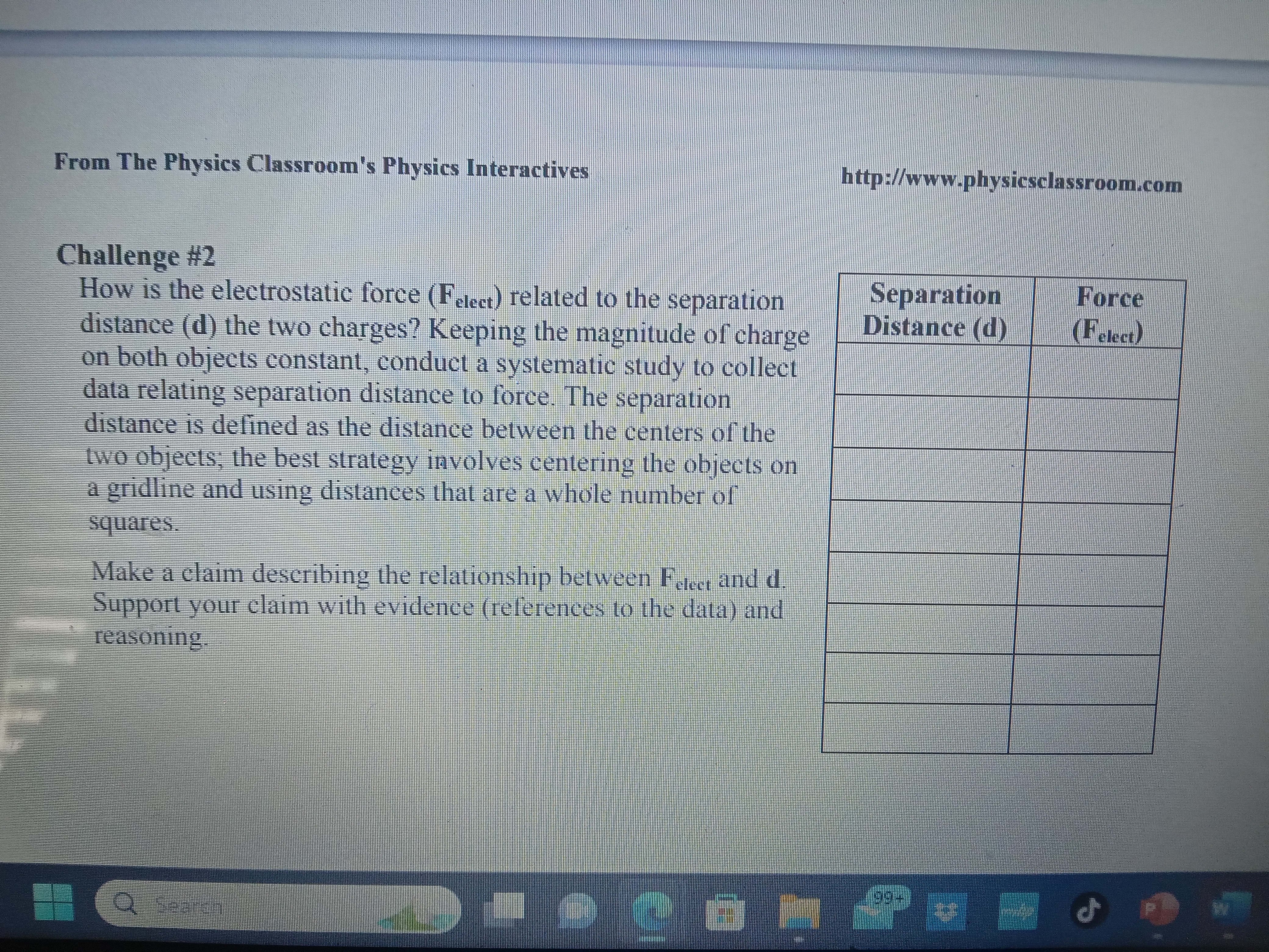 From The Physics Classroom's Physics Interactives http://www.physicsclassroom.com Challenge #2 How is