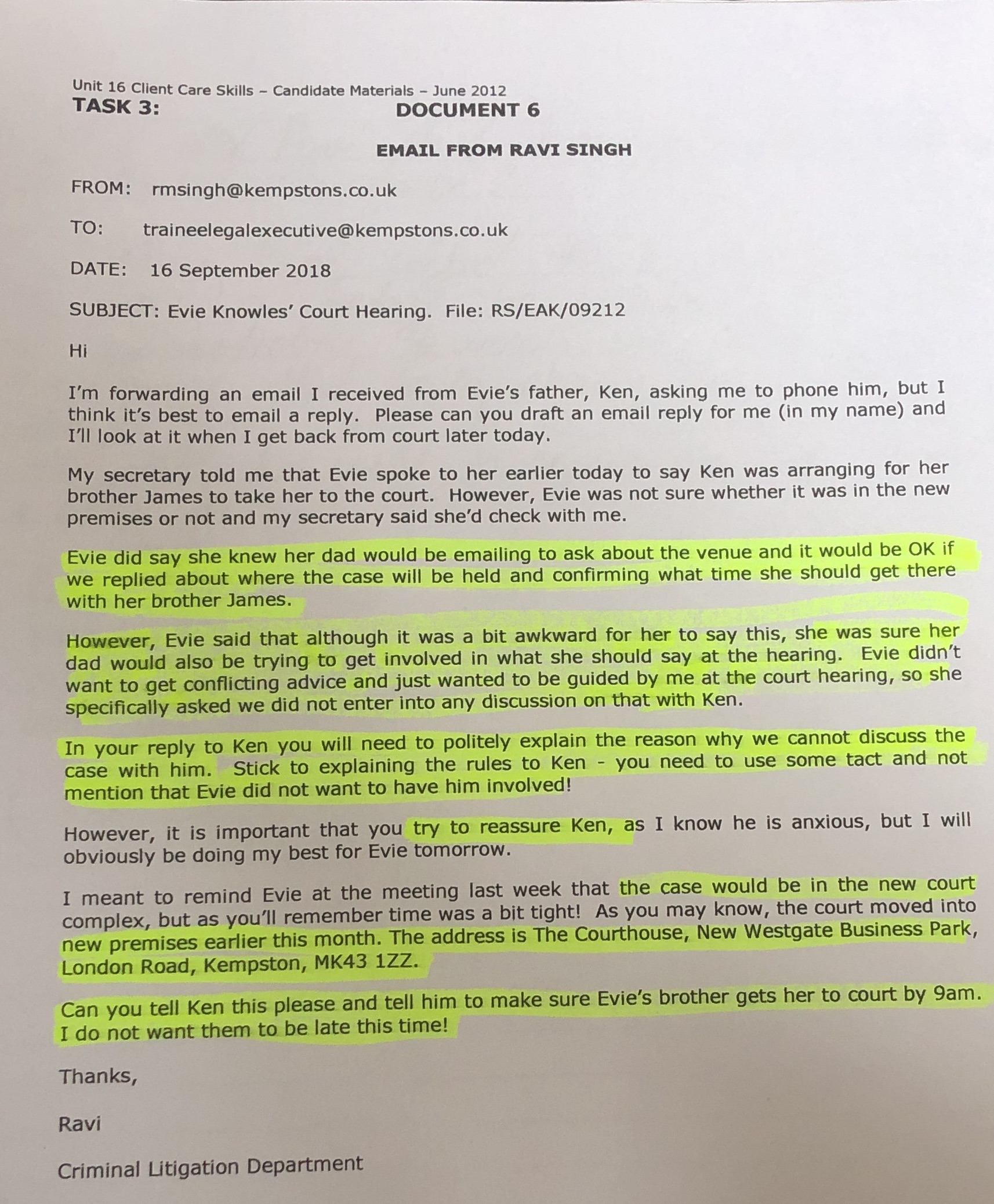 Please can someone help me draft an email based on the information