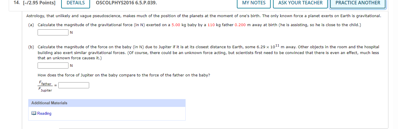  14. [-/2.95 Points] DETAILS OSCOLPHYS2016 6.5.P.039. MY NOTES ASK YOUR TEACHER