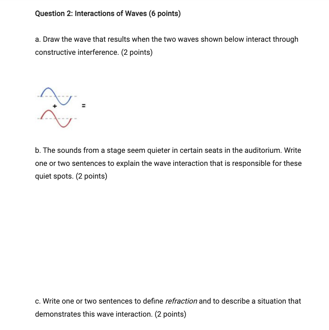 the following properties on the wave below: amplitude, wavelength, crest, and trough.
