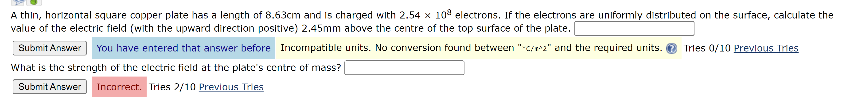  "'=.1 A thin, horizontal square copper plate has a length of