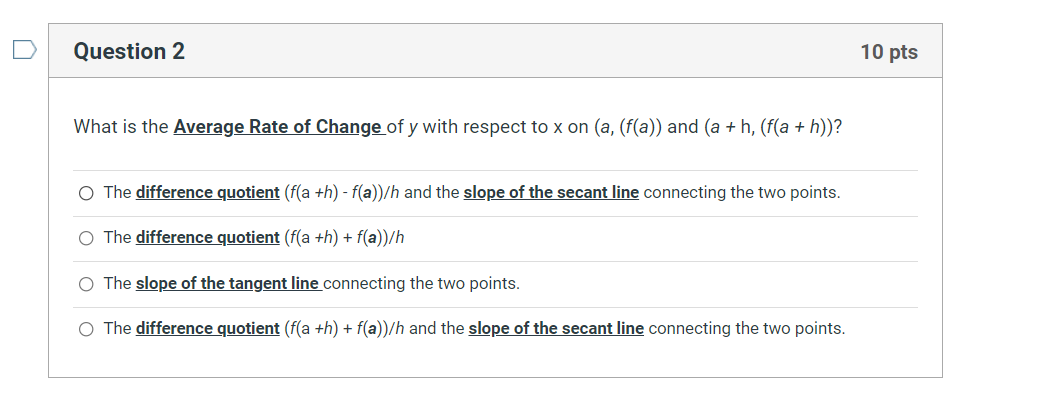 D Question 2 10 pts What is the Average Rate of