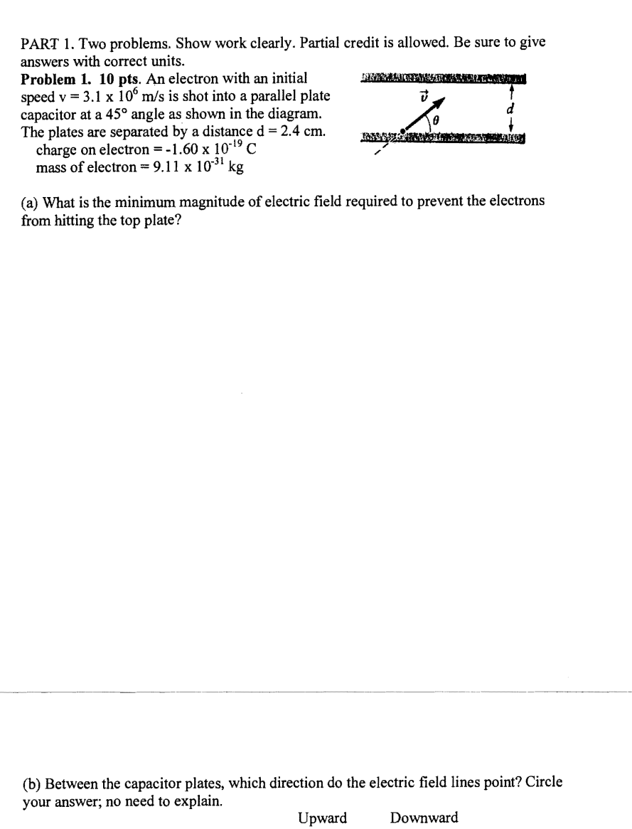 An electron with an initial speed v =3.1 x 106 mls is