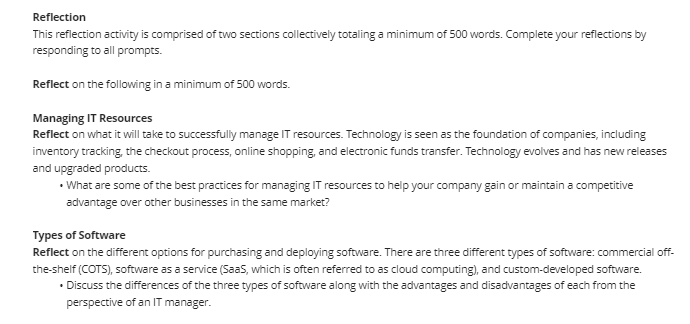 Reflection This reflection activity is comprised of two sections collectively totaling