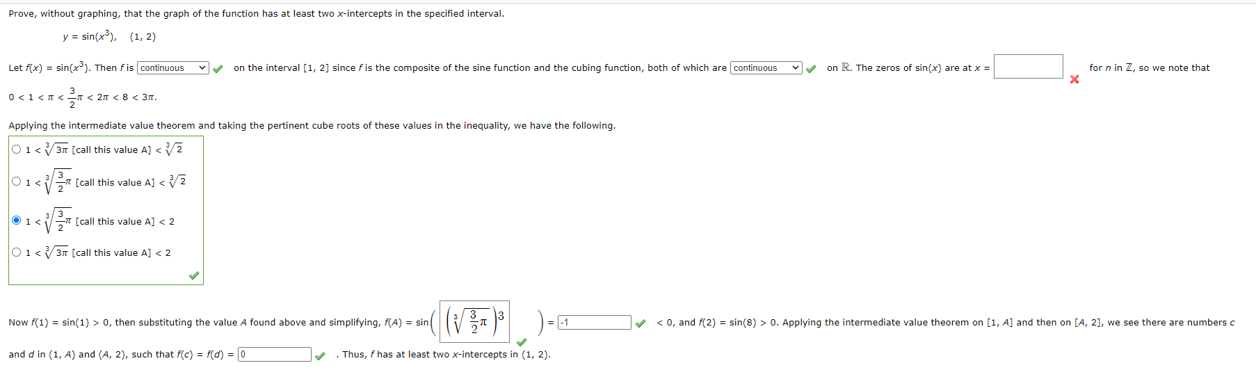 Prove, without graphing, that the graph of the function has at