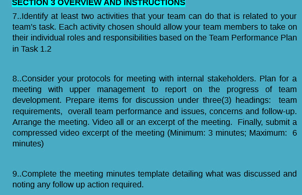 SECTION 3 OVERVIEW AND INSTRUCTIONS 7..Identify at least two activities that