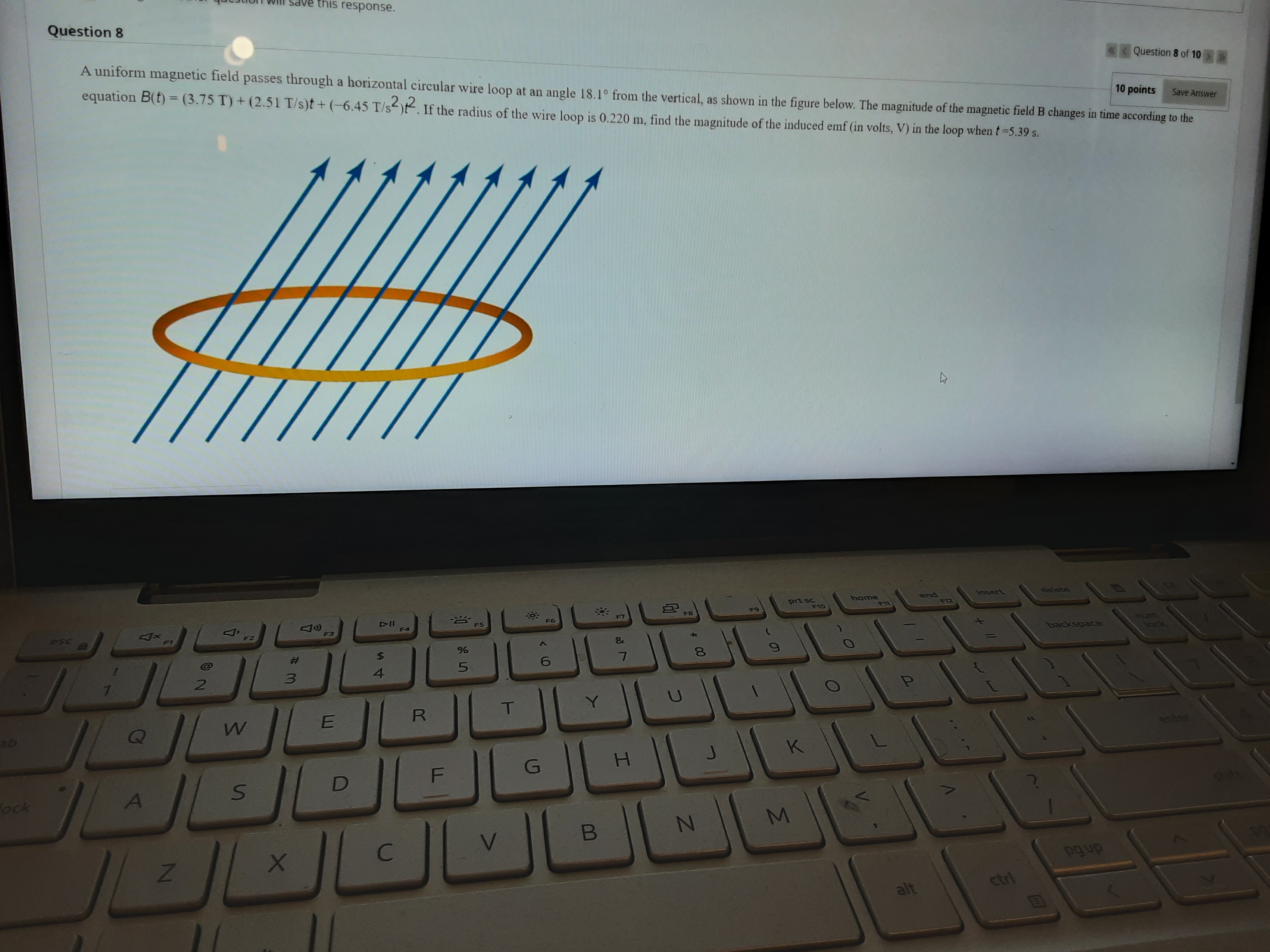 yuestlon 8 A uniform field a horizontal circular wire loop at an