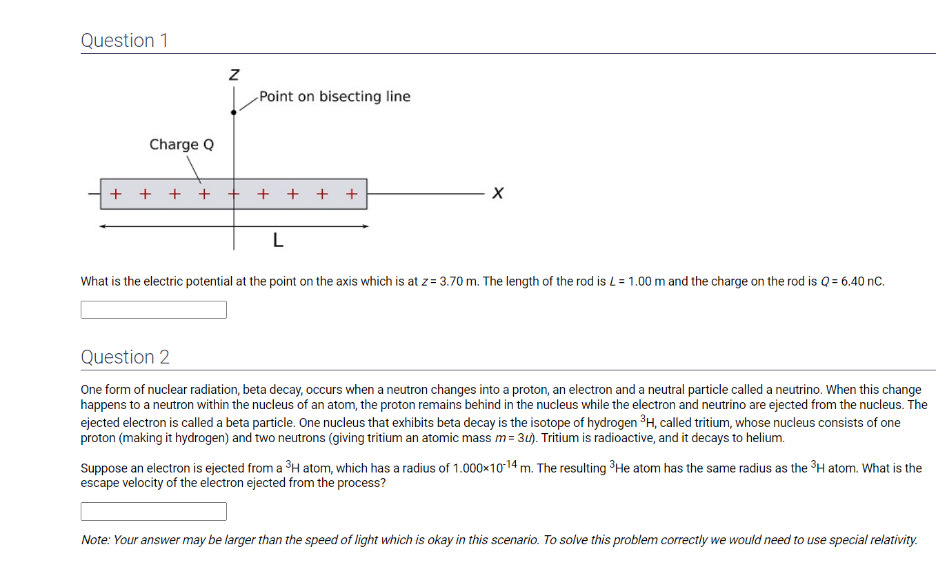 Question 1 Z Point on bisecting line Charge Q + +