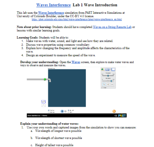 Waves Interference Lab 1 Wave Introduction This lab uses the Waves