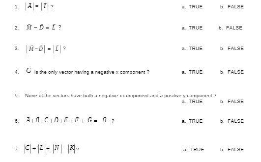  1. A = I ? a. TRUE b. FALSE 2. M