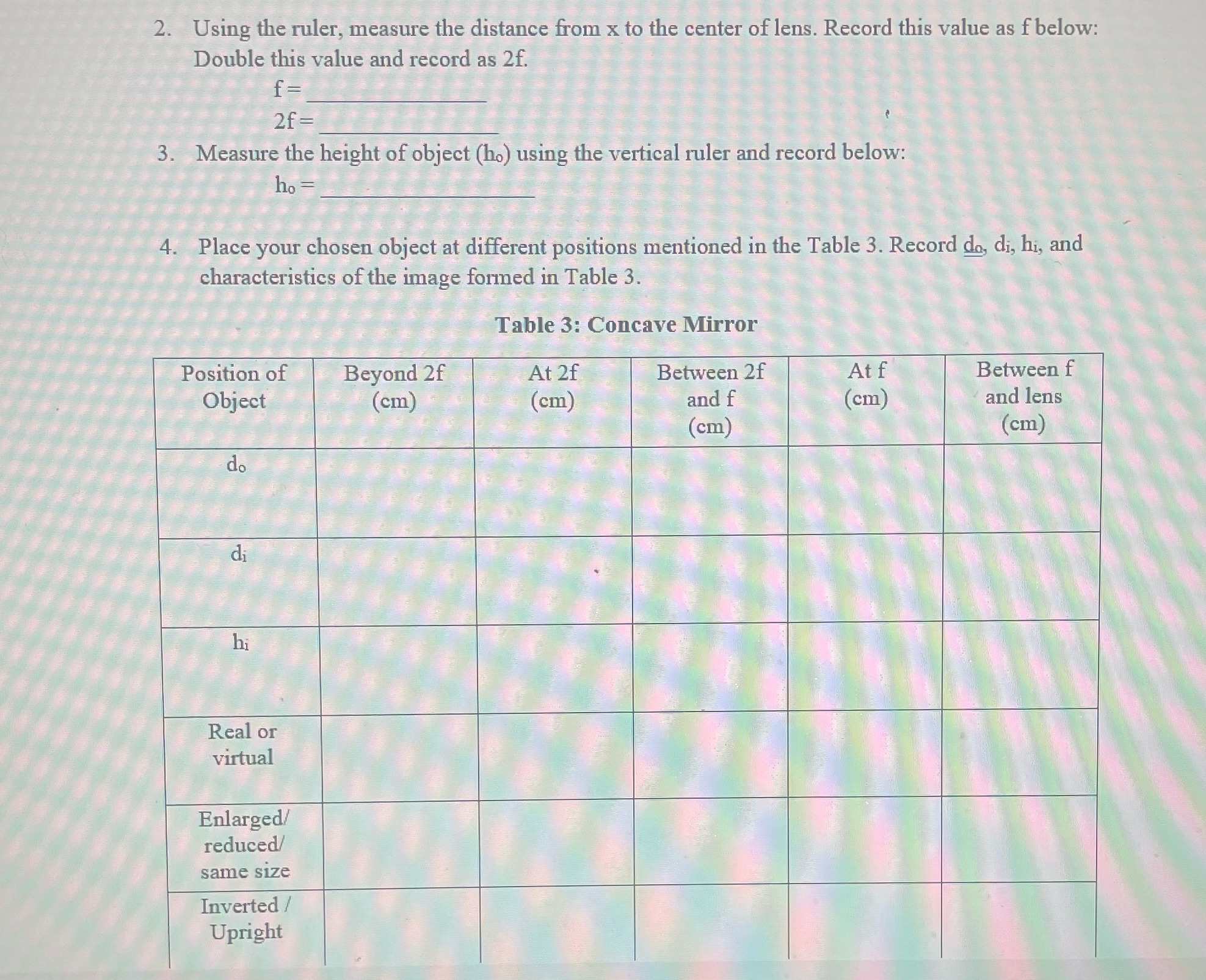 2. Using the ruler, measure the distance from x to the