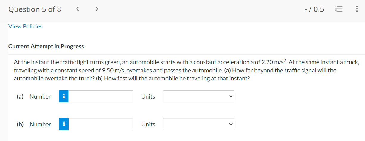Question 5 of 8 View Policies Current Attempt in Progress - /