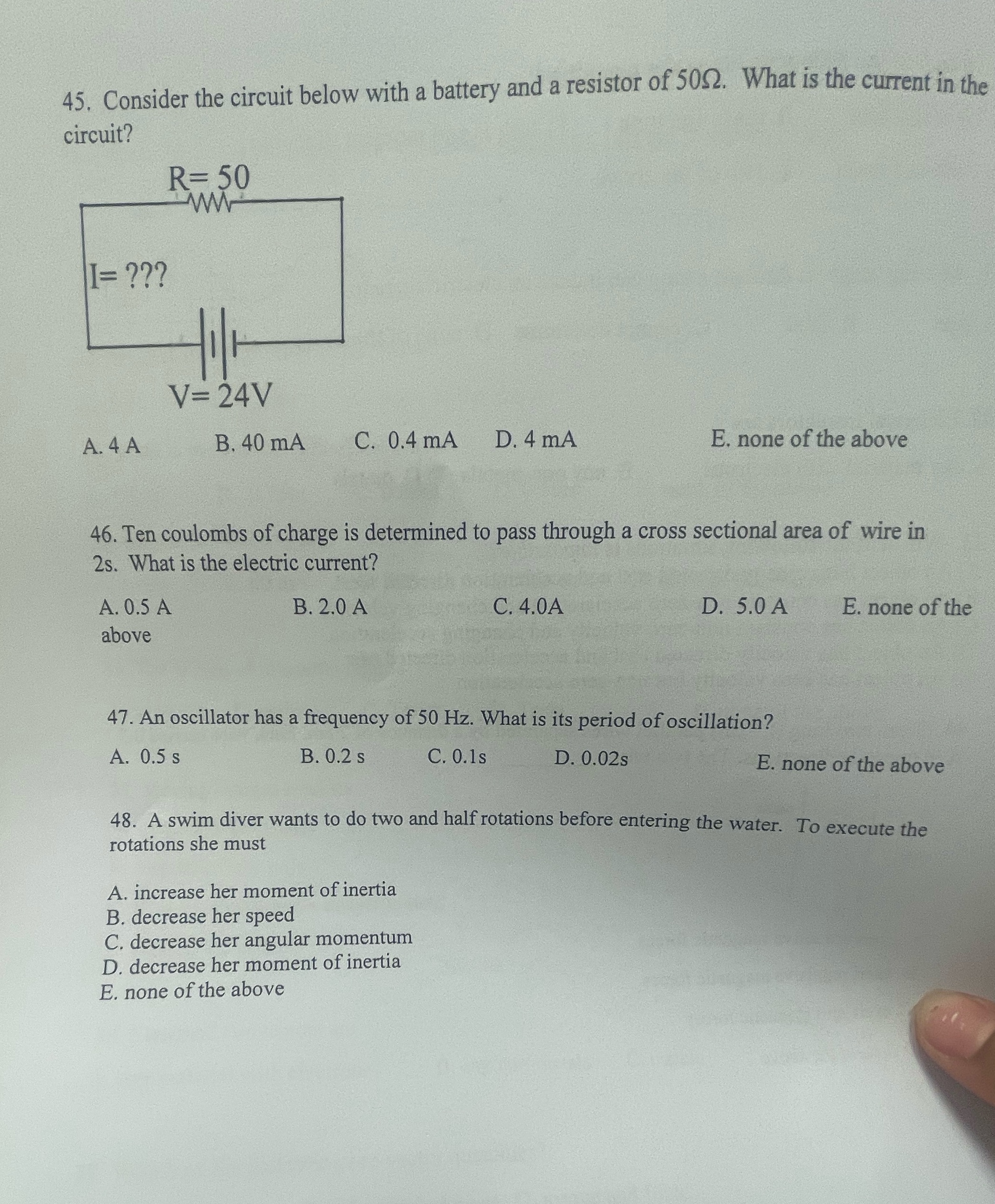 Just answers no work 45. Consider the circuit below with a battery