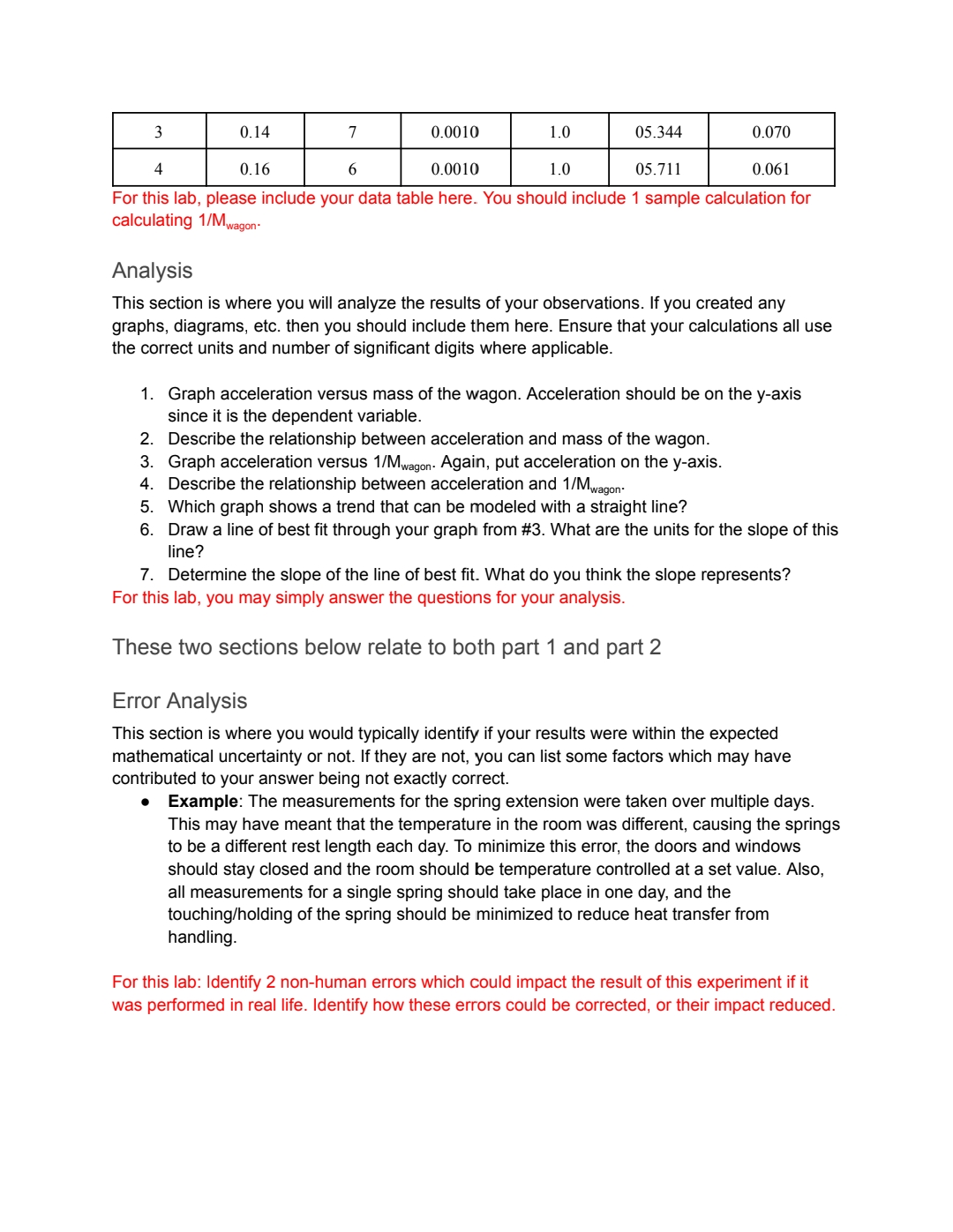 for part 1 and 2, the Error Analysis, and the Conclusion.You can