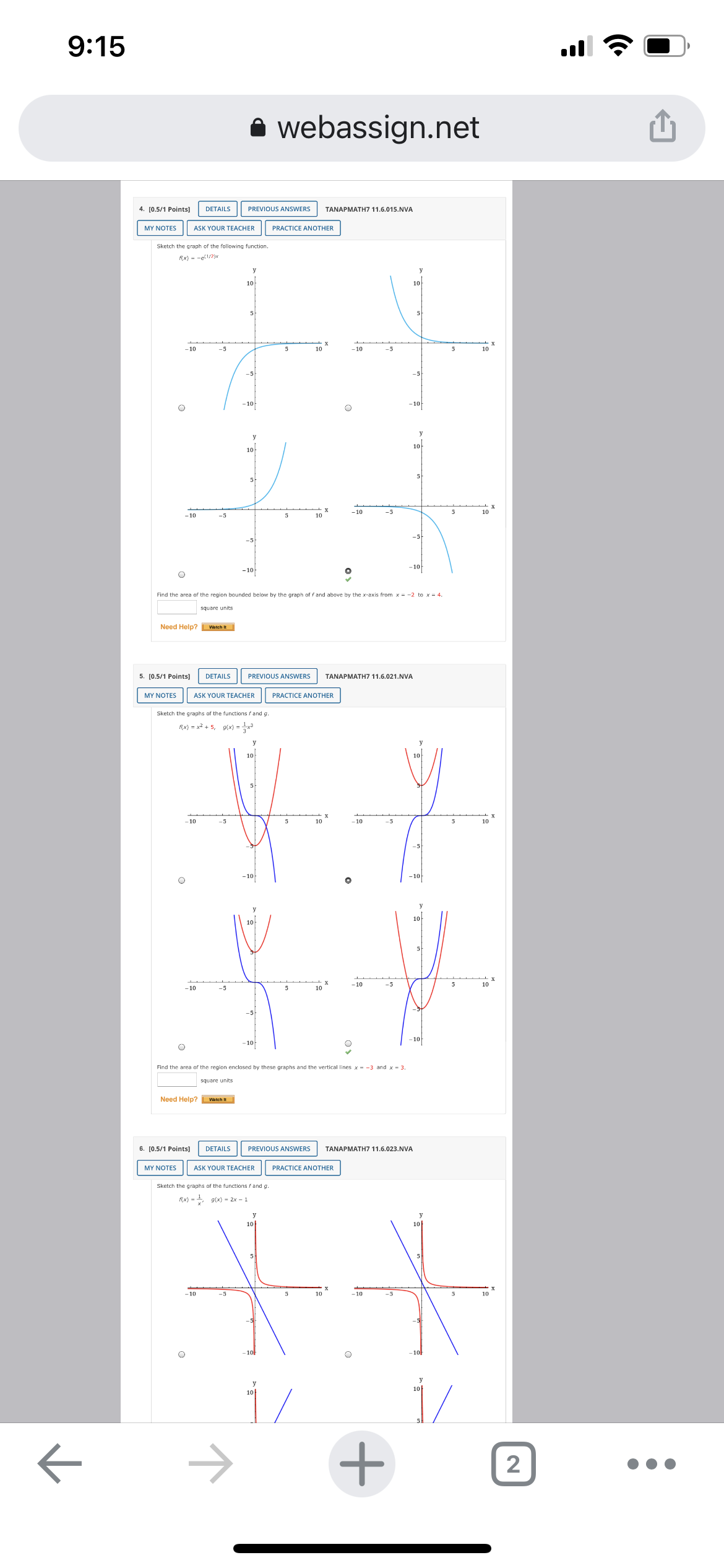 Hi I need help with questions 4-7 please 9:15 webassign.net . [0.5/1
