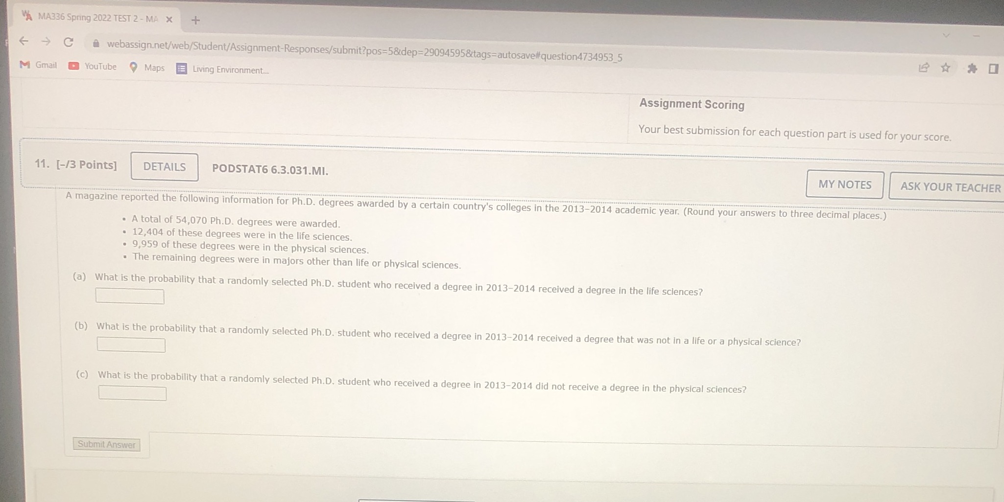  A MA336 Spring 2022 TEST 2 - MA X + C