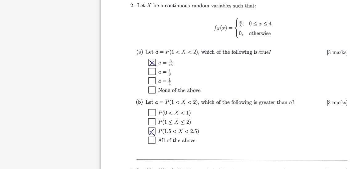  2. Let X be a continuous random variables such that: OKIS4