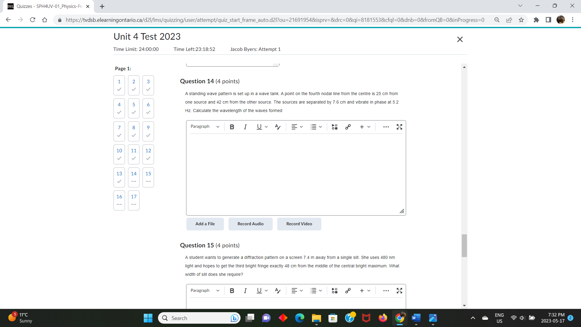  D2L Quizzes - SPH4UV-01_Physics-Pe x + V X + -> C