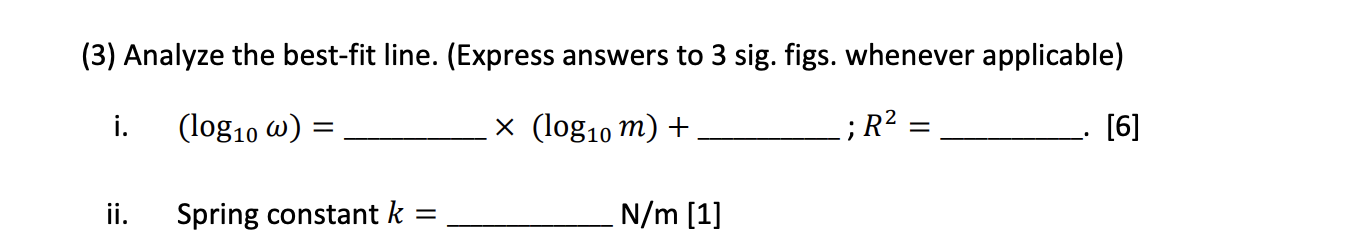 sig. figs.) [6] 1. Oscillation amplitude A = m 2. Oscillation period