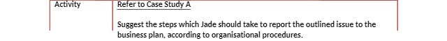  Activity Refer to Case Study A Suggest the steps which Jade