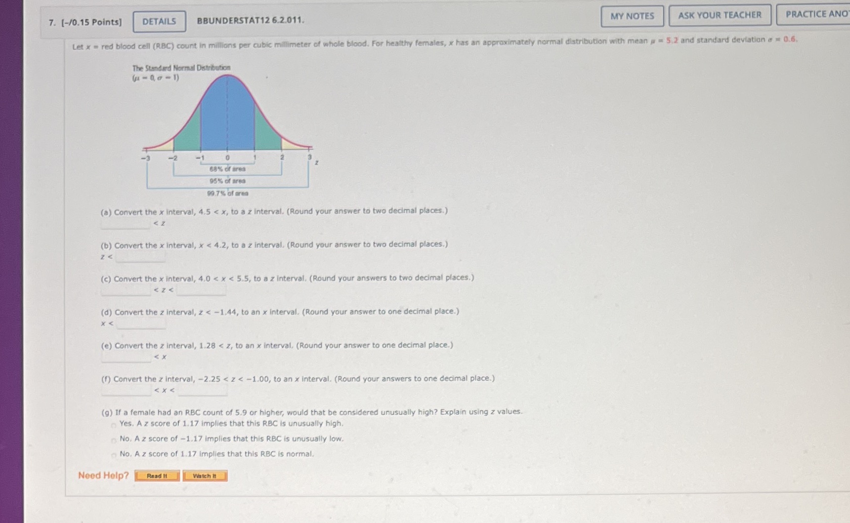  7. [-/0.15 Points] DETAILS BBUNDERSTAT12 6.2.011. MY NOTES ASK YOUR TEACHER