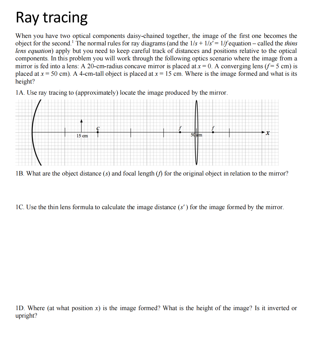  Ray tracing When you have two optical components daisy-chained together, the