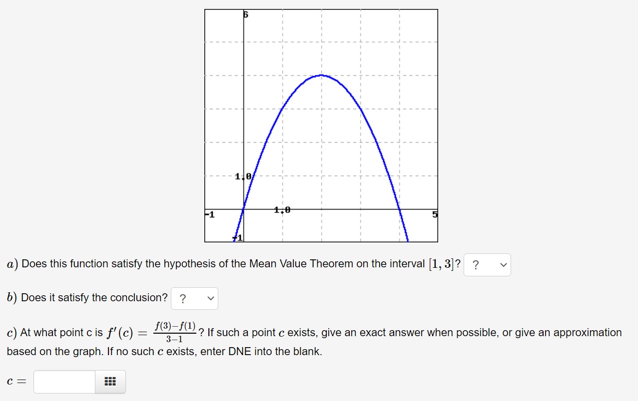  a.) Does this function satisfy the hypothesis of the Mean Value