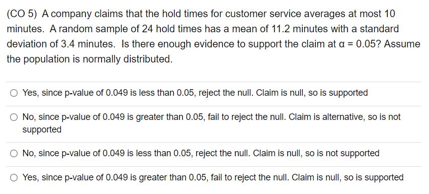 the mean is more than 23 using an ? of 0.05. The