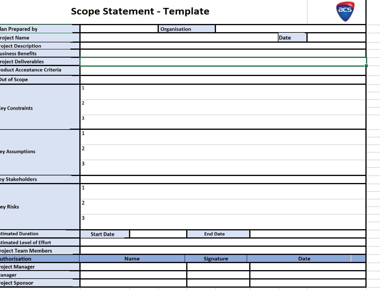 Ian Prepared by roject Name oject Description usiness Benefits roject Deliverables oduct