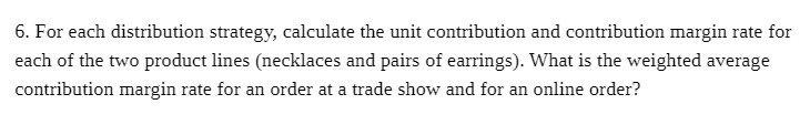  E. For each distribution strategy, calculate the unit contribution and contribution