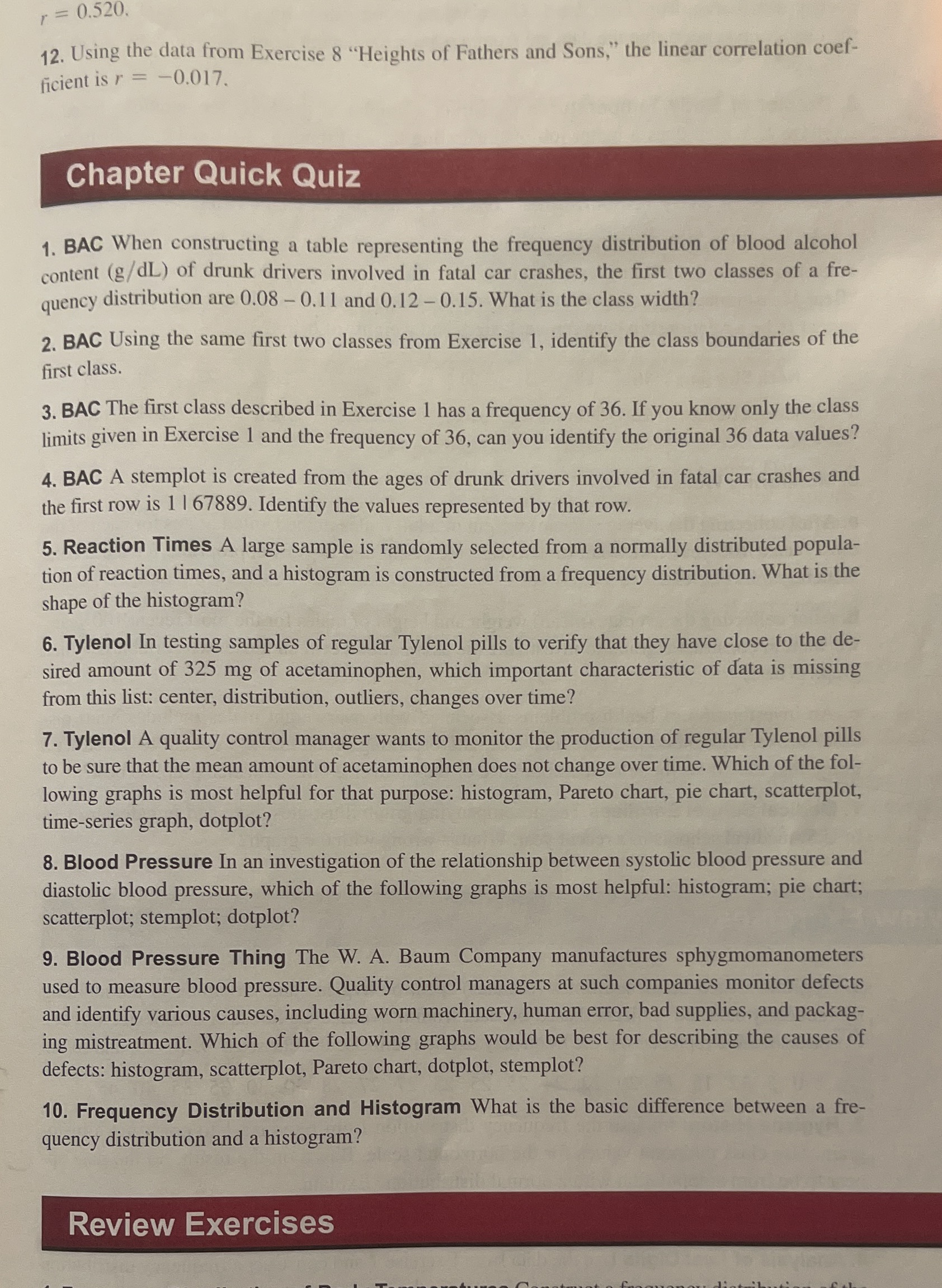 1-10 even numbers only r = 0.520. 12. Using the data from