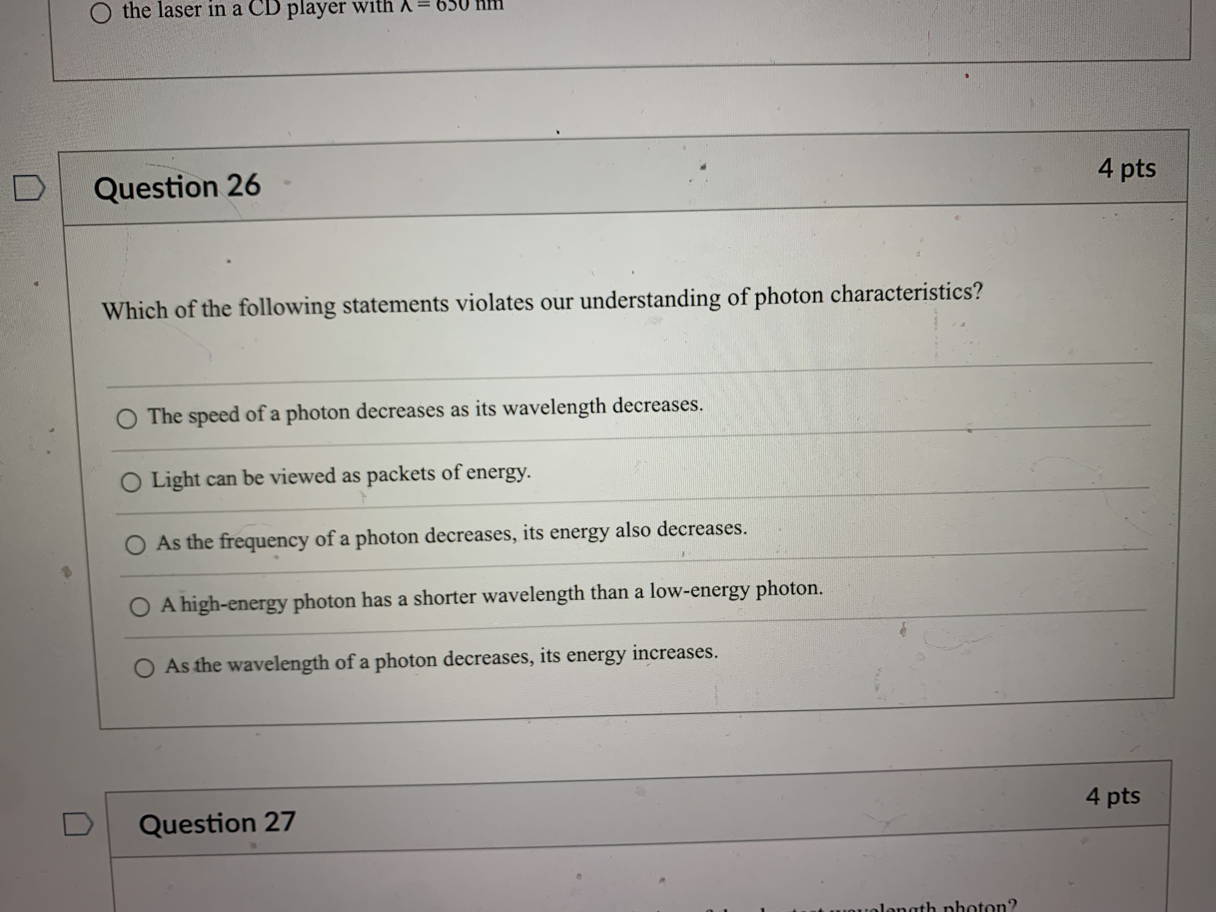 infrared radio waves Question 23 4 pts emitted by a HeNe laser