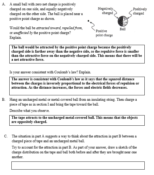 A. A small ball with zero net charge is positively charged