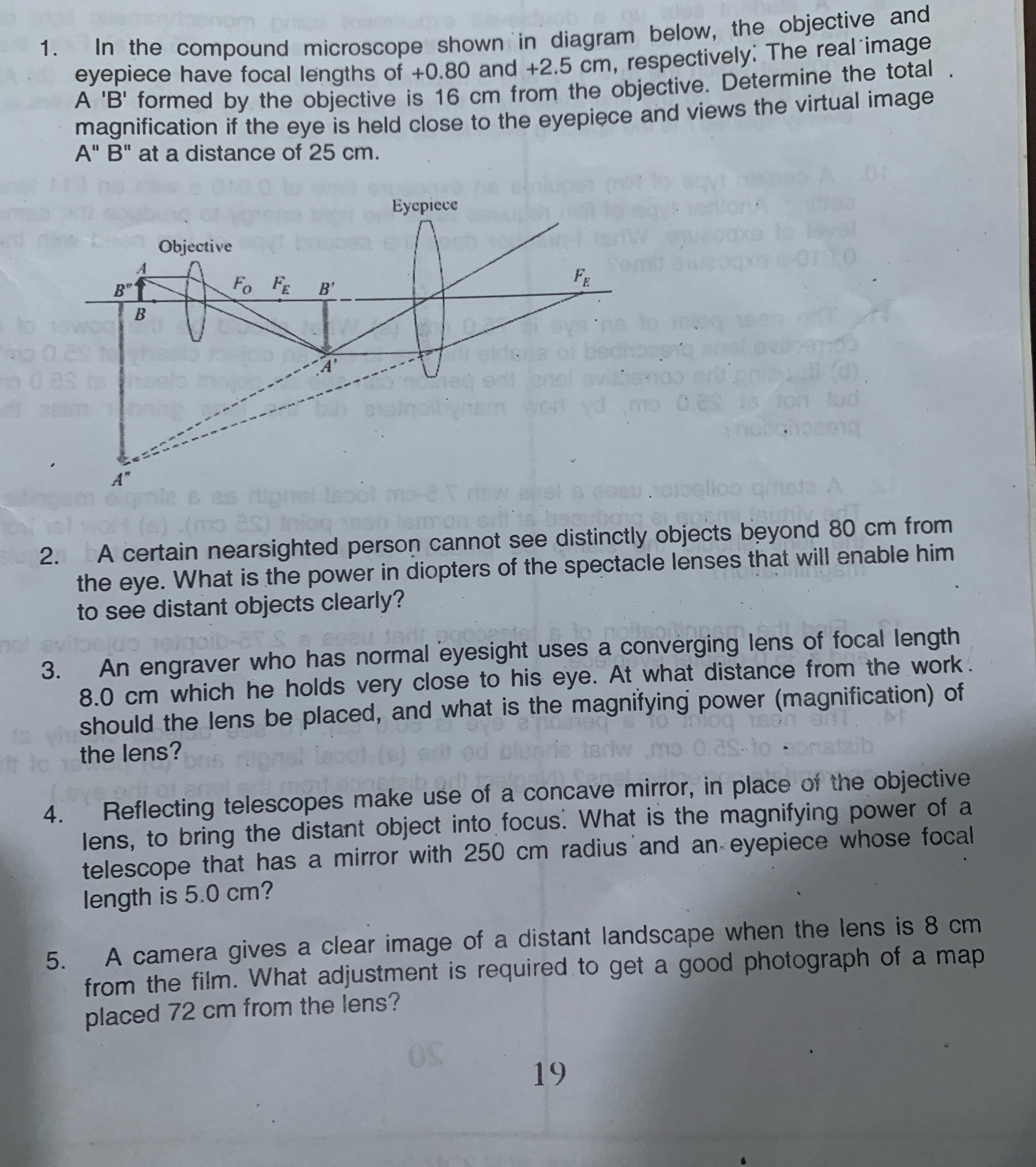 Pls answer all 1. In the compound microscope shown in diagram below,