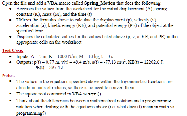 harmonic motion of an object attached to a spring as illustrated in