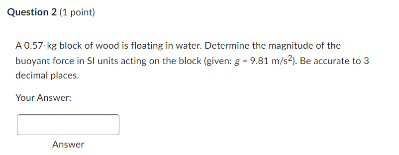 point) The density of aluminum is 2700 kg/m3. An aluminum block has