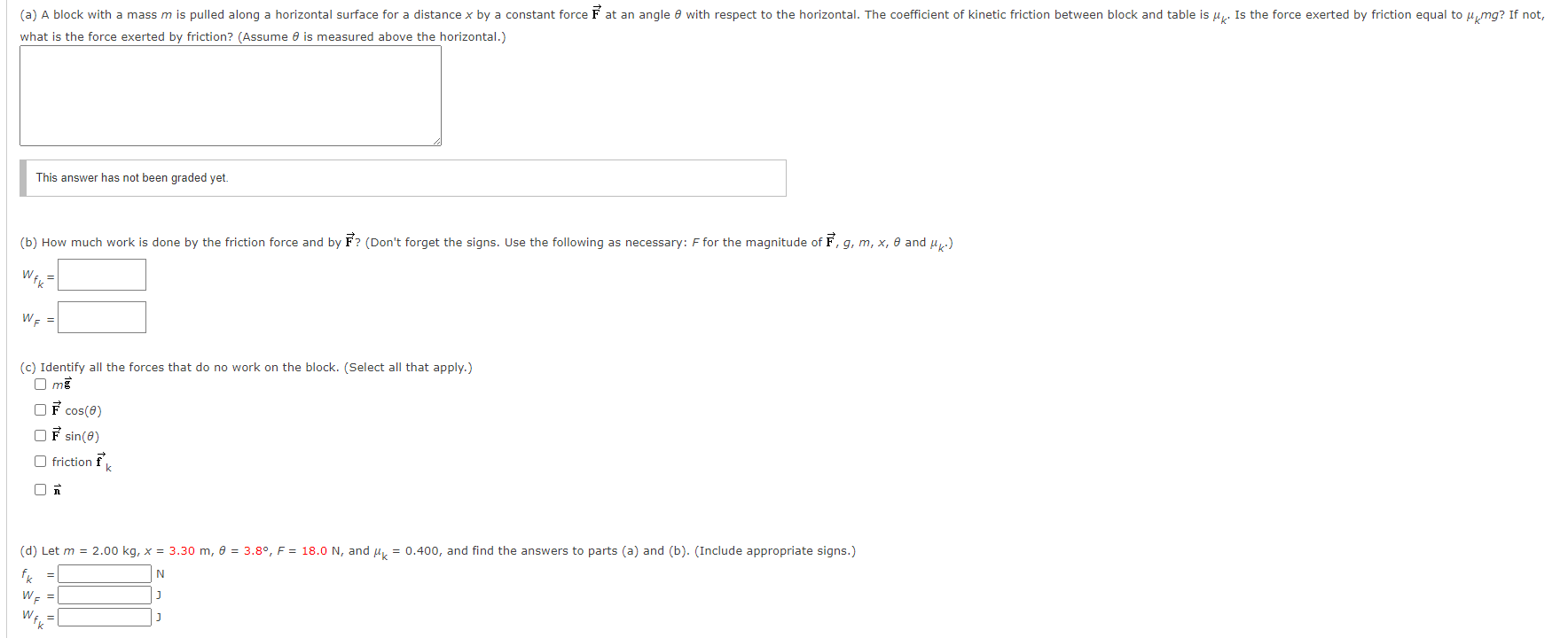 (a) A block with a mass m is pulled along a