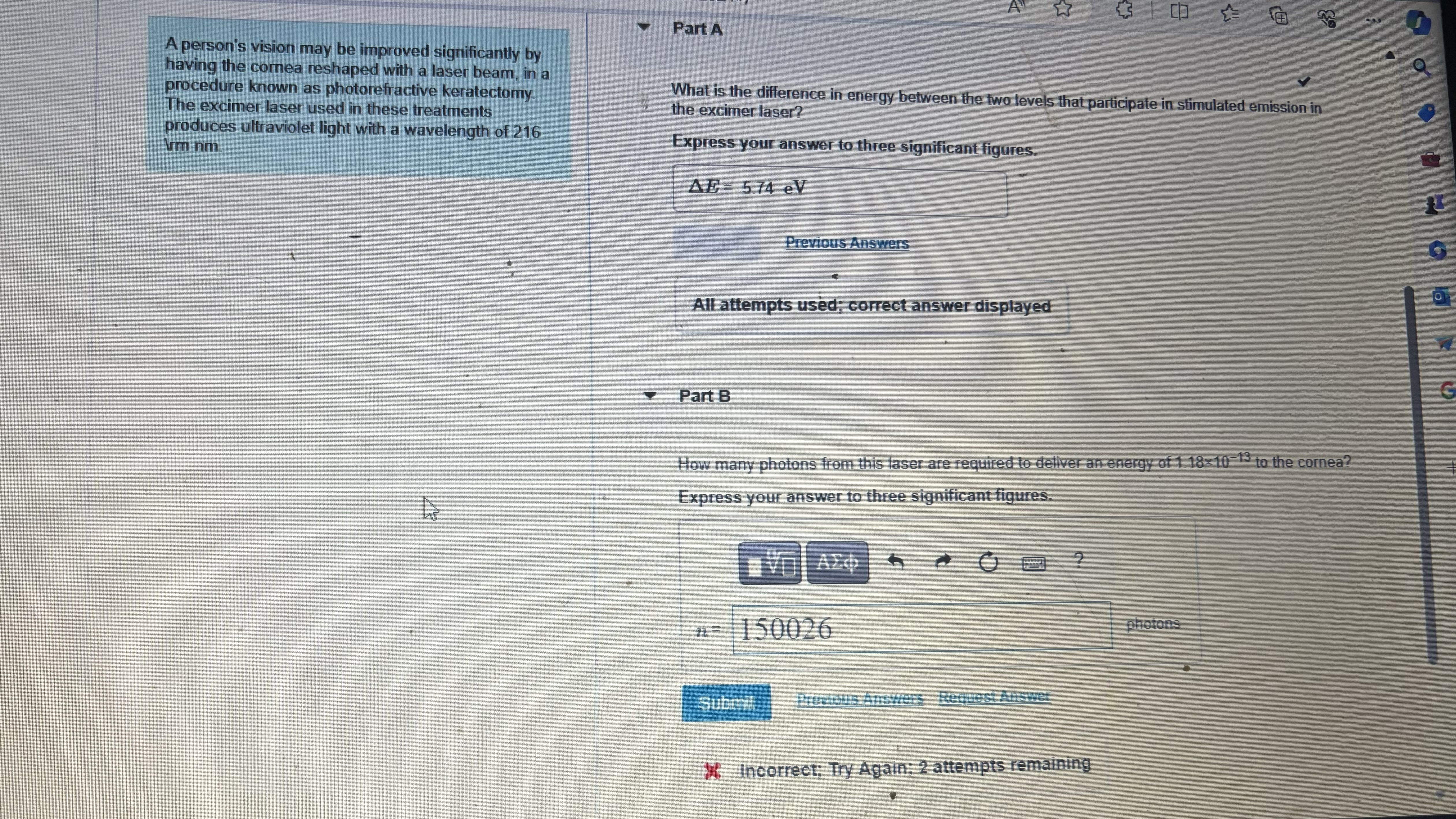  Part A A person's vision may be improved significantly by Q