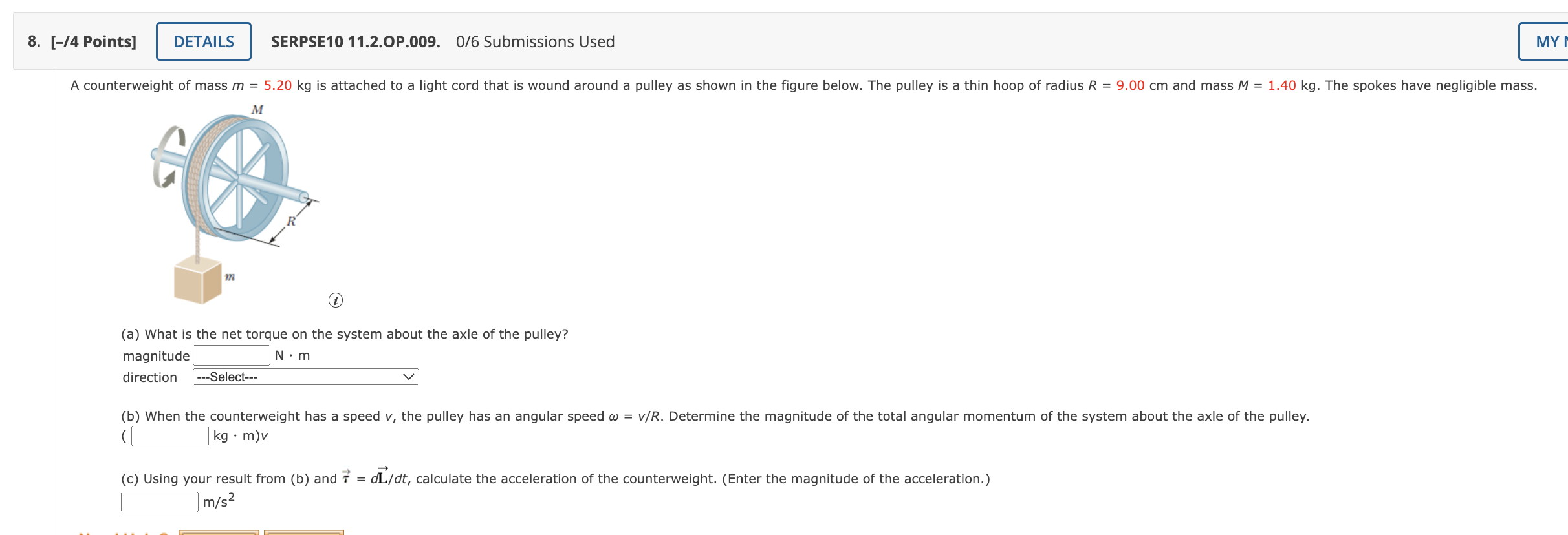 much for your time! 6. [-/2 Points] DETAILS SERPSE10 11.1.P.007. 0/6 Submissions