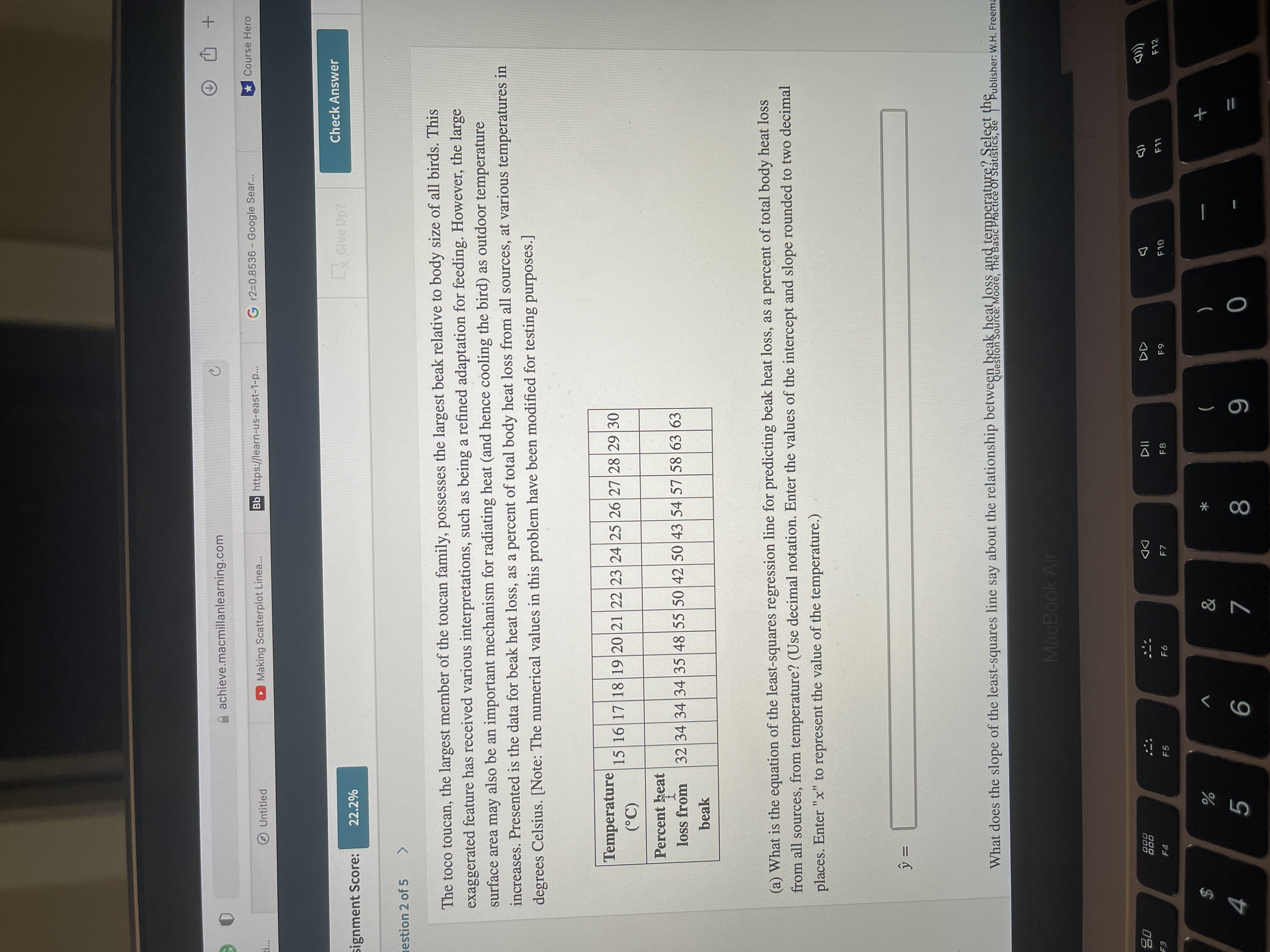 Sear. Course Hero gnment Score: 22.2% Ly Give Up? Check Answer estion