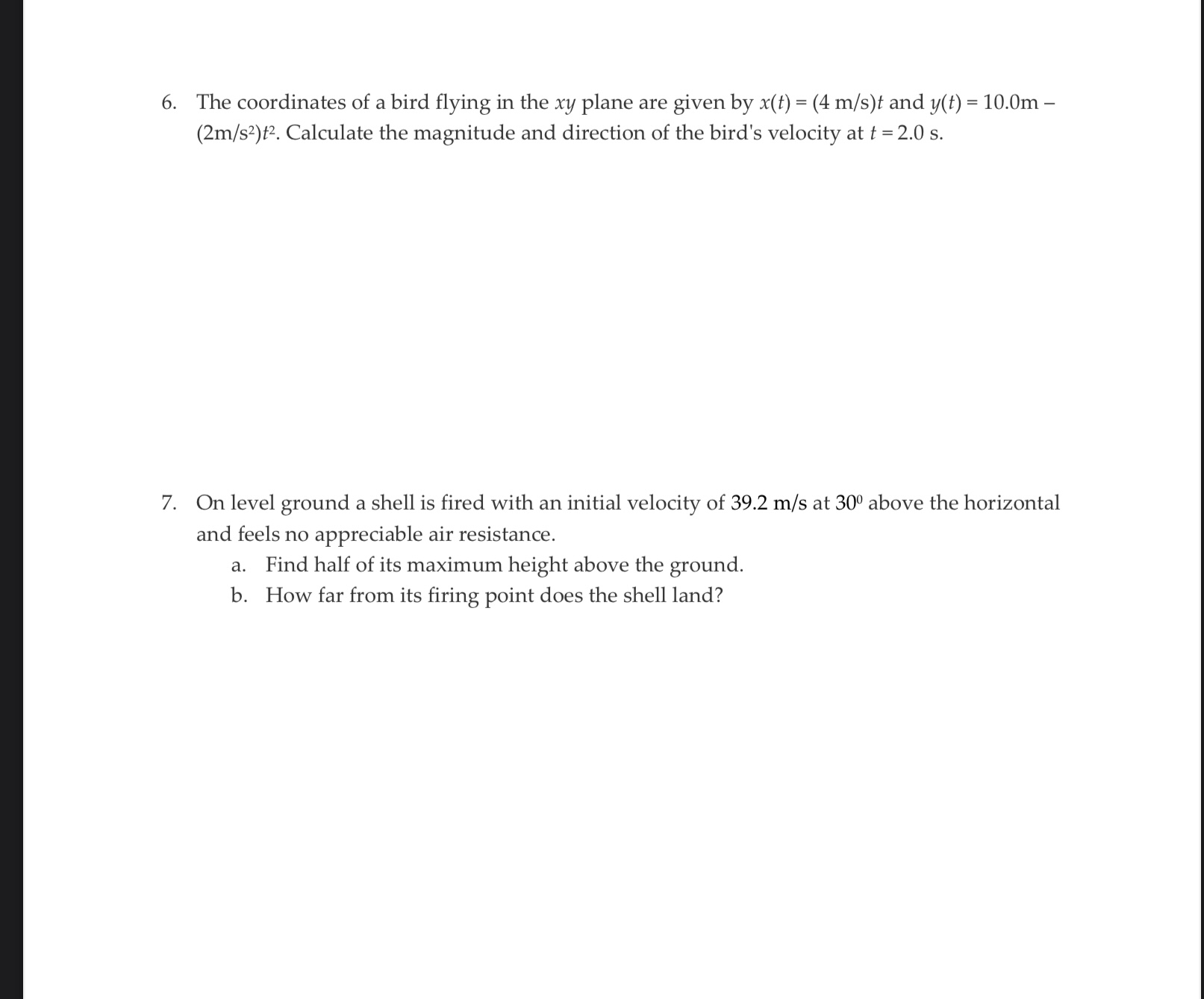 33. a. What is the x-coordinate of the object when t= 10.0