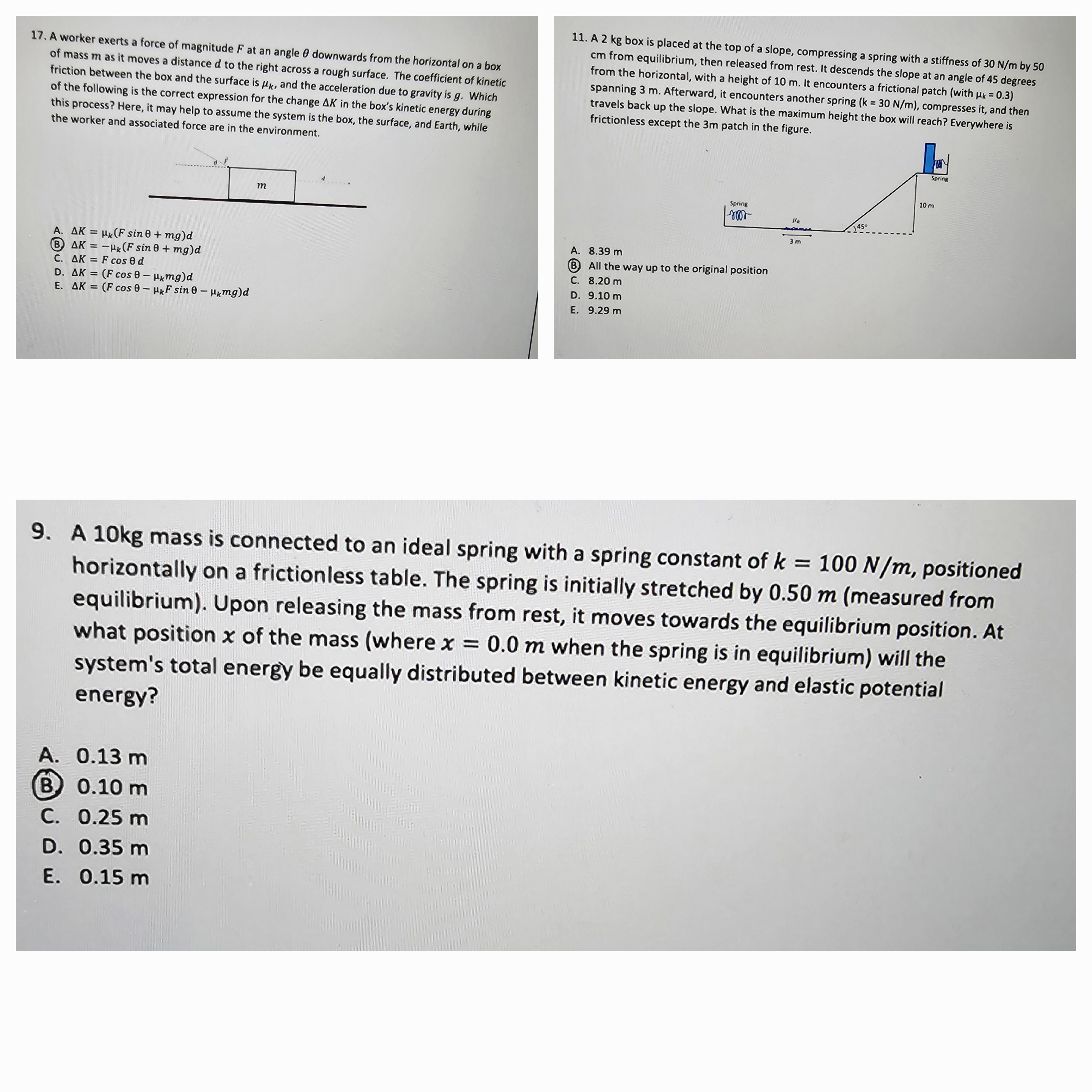 11. A 2 kg box is placed at the top of