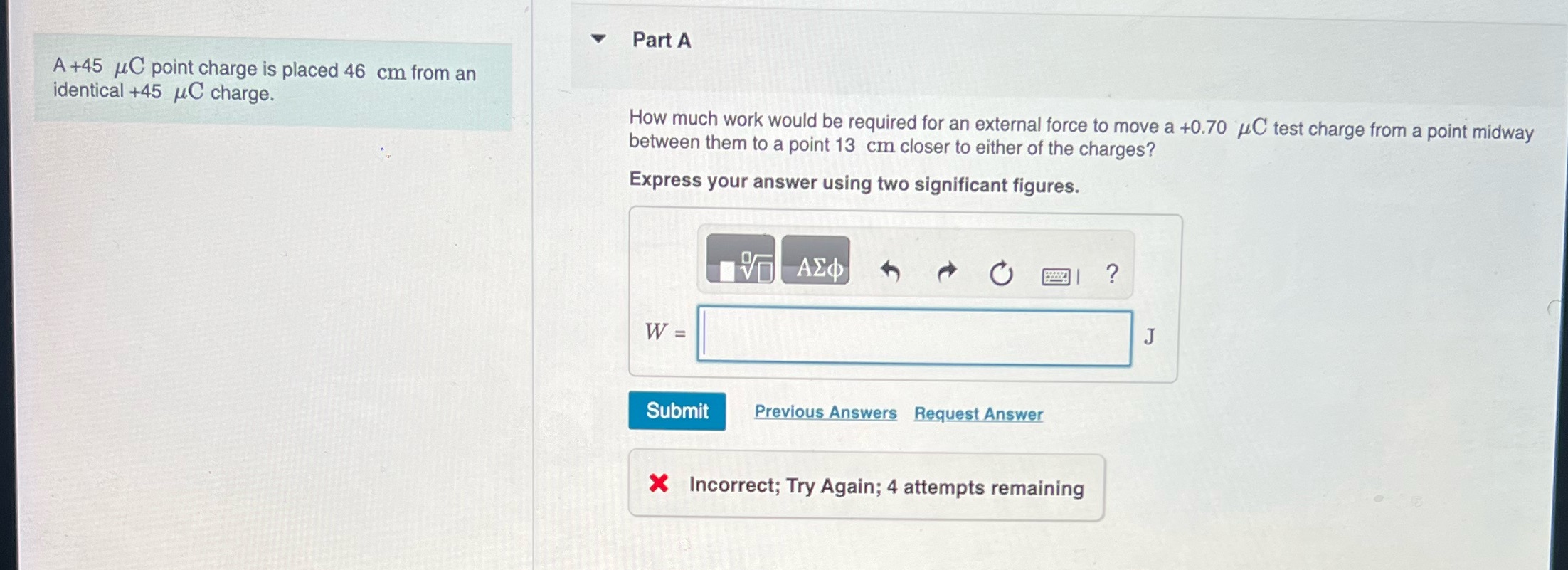 V Part A A +45 MC point charge is placed 46