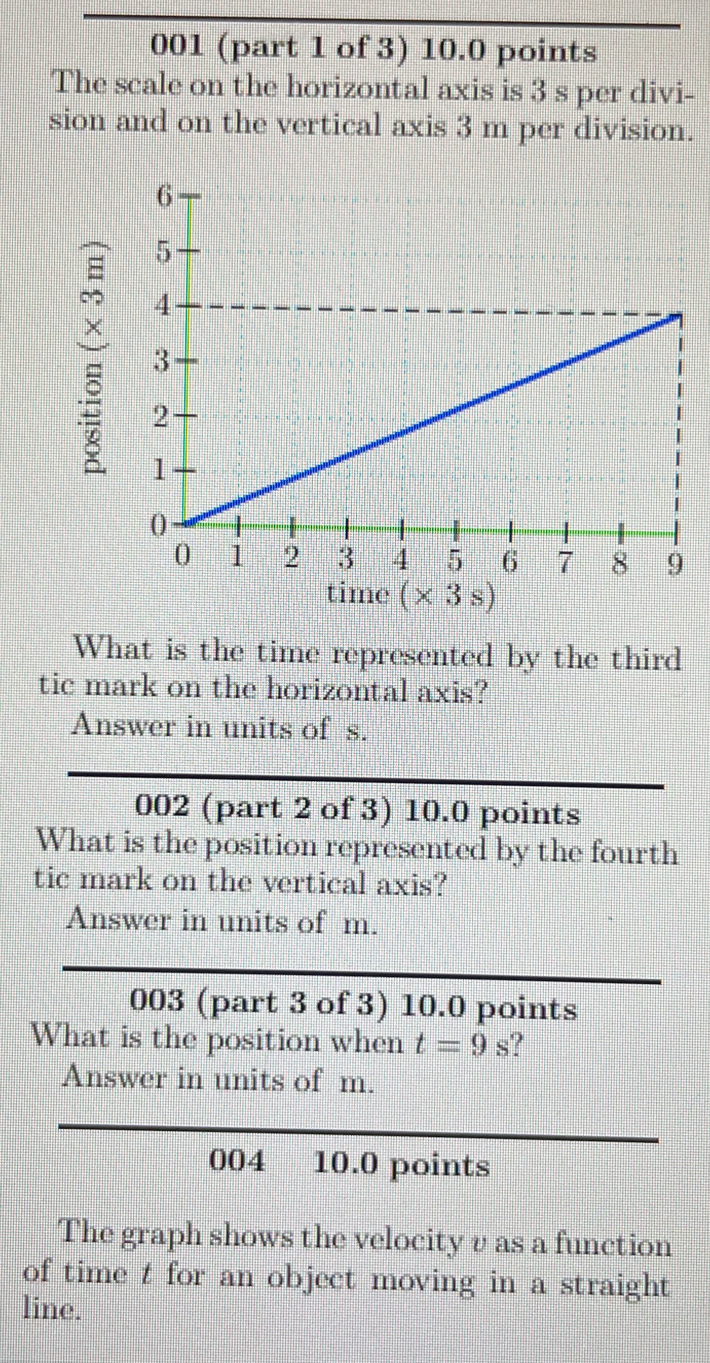001 (part 1 of 3) 10.0 points The scale on the