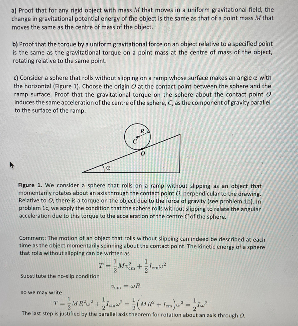  a) Proof that for any rigid object with mass M that