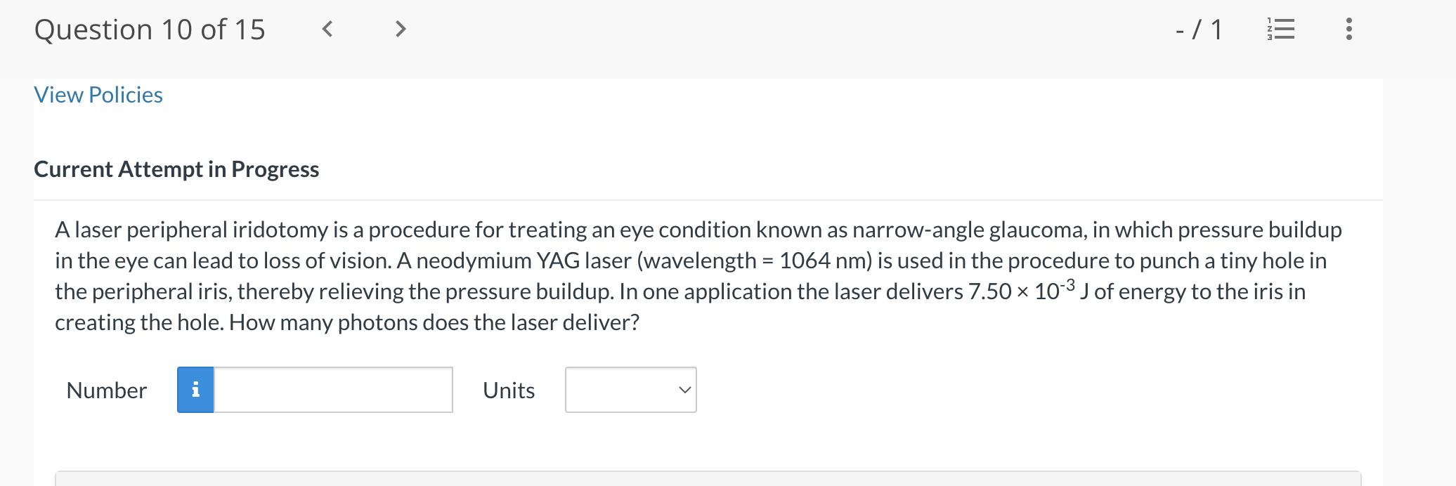 Question 10 of15 - /1 E View Policies Current Attempt in