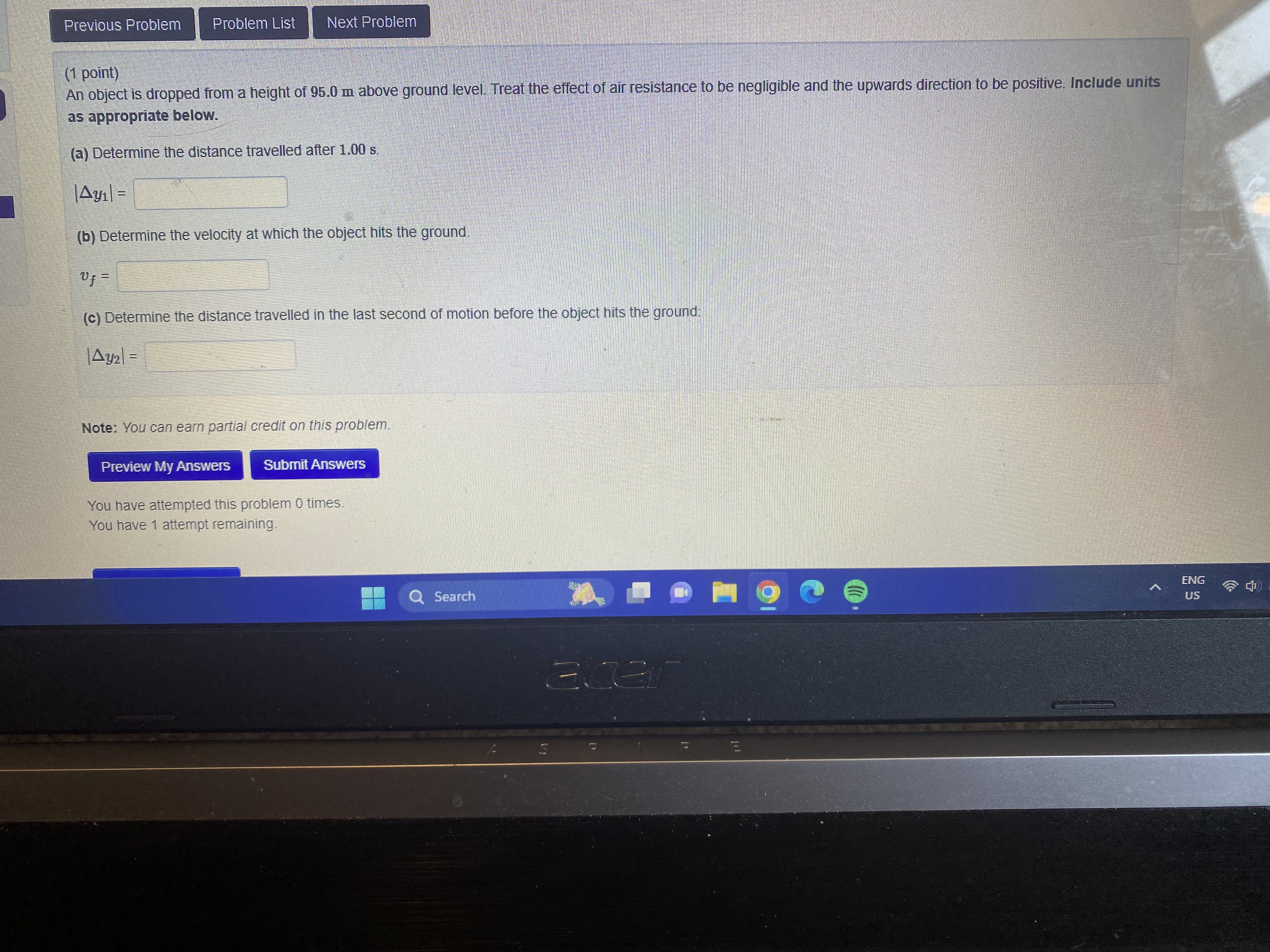 (1 point) Suppose a pilot flies A = 50 km in a