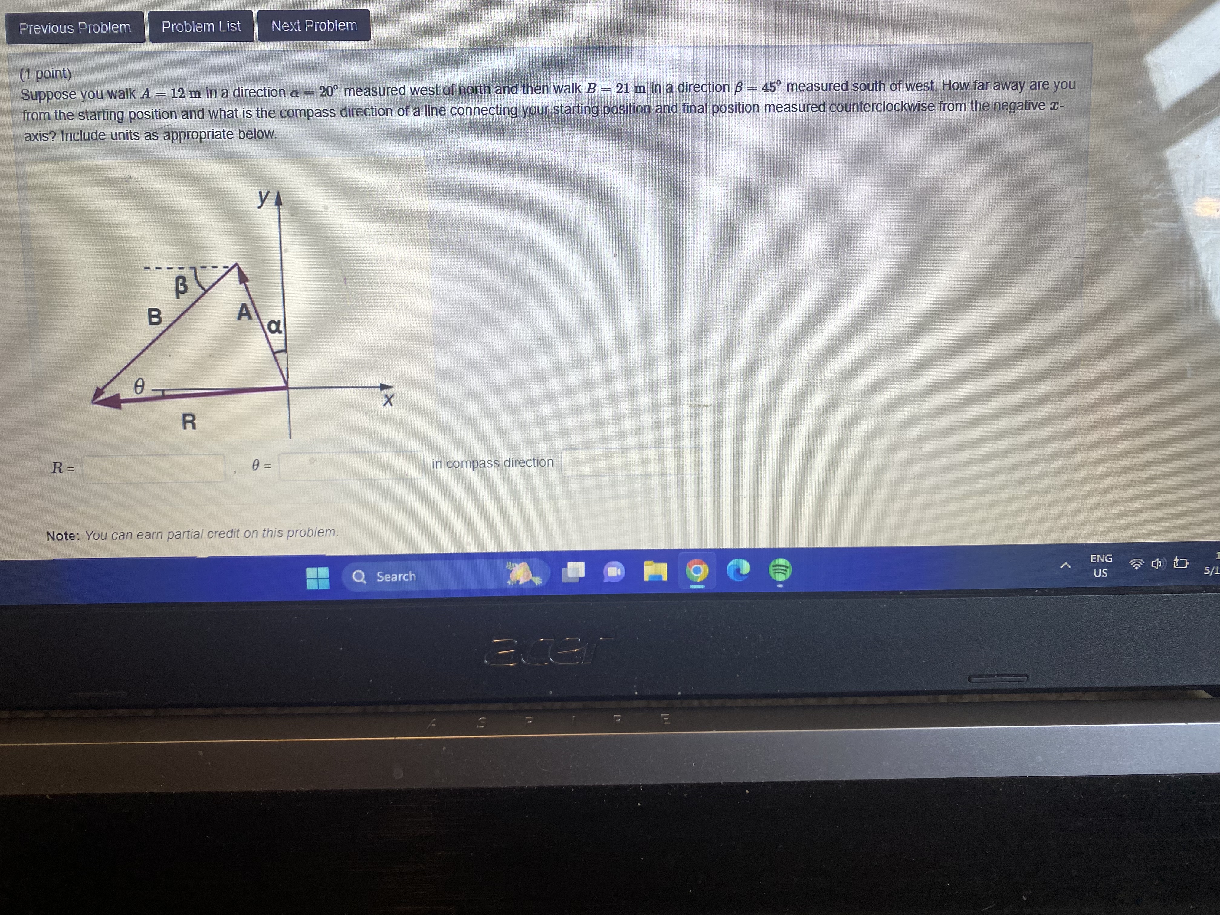direction a - 60" north of east and then files B -
