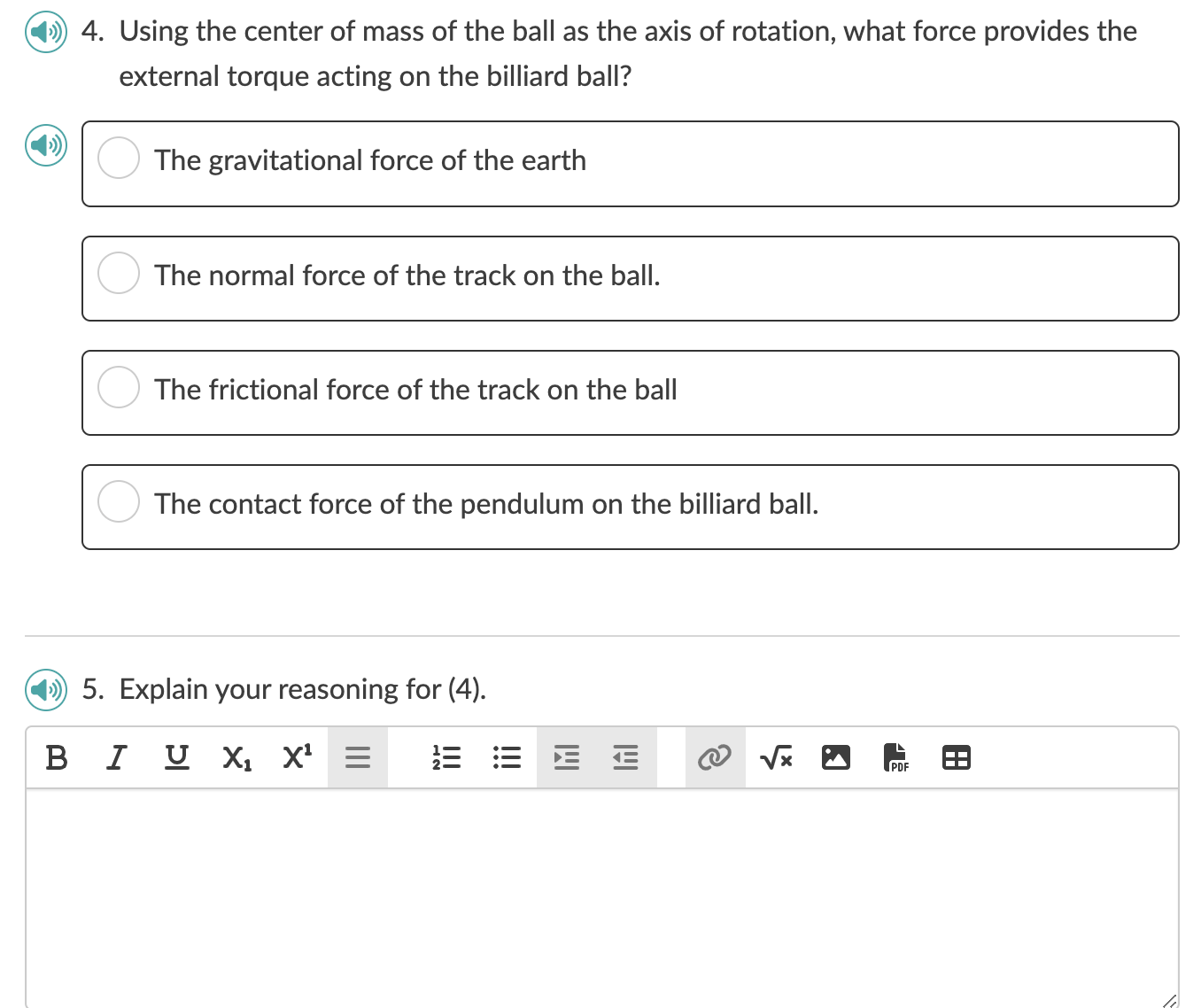 angular position and angular velocity were measured for the ball and the